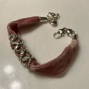 Brighton Pink Velvet Bracelet with Silver charm with Swarovski crystals